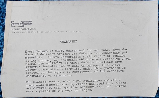 Futuro House - Austin - Manufacturer Guarantee