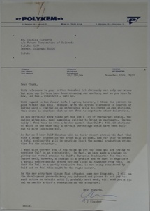 Futuro Corporation Of Colorado & Polykem Correspondence - C.J. Olander To Charles Cleworth - 121070