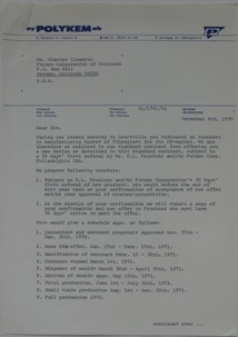 Futuro Corporation Of Colorado & Polykem Correspondence - C.J. Olander To Charles Cleworth - 100470 - 1